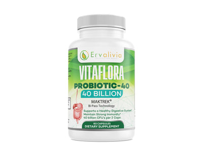 Vitaflora Probiotic 40 Billion CFU - Digestive Health Supplement - Ervalivia